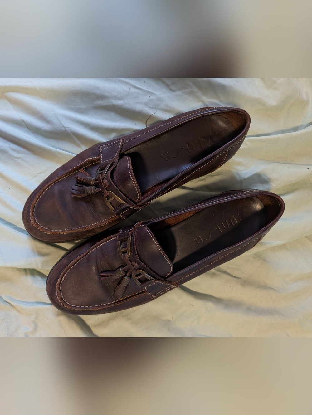 Unisa Dark Brown Leather Tassel Slip-On Loafers